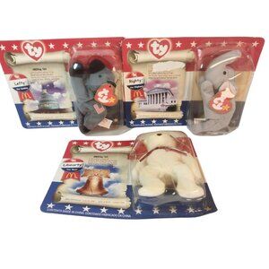 Ty American Trio Lefty Righty Libearty Beanie Babies 2000 McDonalds NEW in PKG.